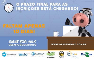 Cadeia do leite cria oportunidade para startups É a terceira edição do Ideas for Milk, liderado pela Embrapa